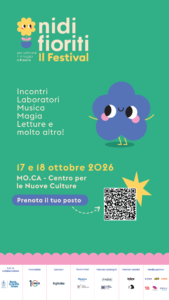 Locandina del Festival di Nidi Fioriti, in programma il 17 e 18 ottobre 2026 al MO.CA di Brescia.